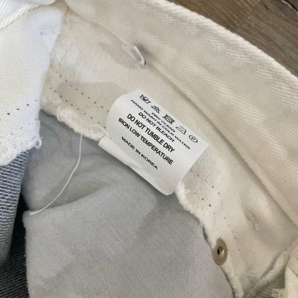 The Frankie Shop Two Tone Contrast Wide Leg Baggy White Denim Pants Jean - Picture 13 of 14